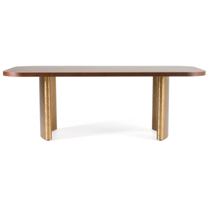 Modrest Marjorie Modern Walnut + Brushed Gold Rectangular Dining Table Walnut Dining Table 81007 VGGMDT-1705-WAL