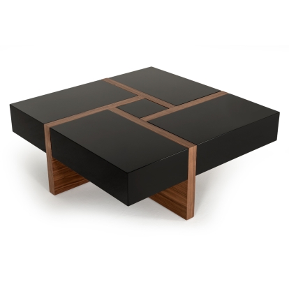 Modrest Makai Modern Black & Walnut Coffee Table Black Coffee Table 75549 VGBBLE624E-BLK