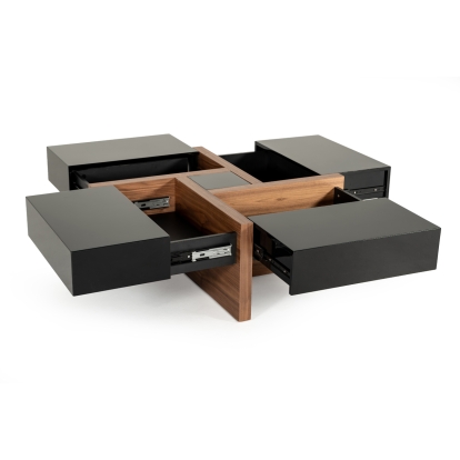 Modrest Makai Modern Black & Walnut Coffee Table Black Coffee Table 75549 VGBBLE624E-BLK