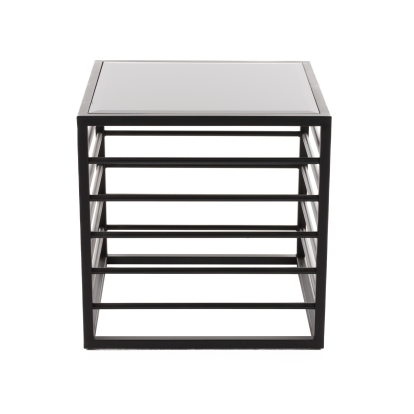 Modrest Malvo Modern Black + Glass End Table Black End Table 79156 VGODLZ-215E-BLK-ET