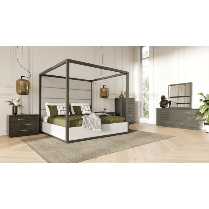 Modrest Manhattan- Contemporary Canopy Grey Bedroom Set Gray/Grey Bed 80260|81408 VGMA-BR-127-SET