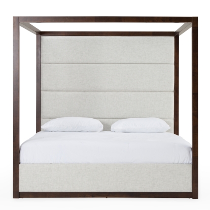 Modrest Manhattan Contemporary Canopy Brown Oak Bed Brown Bed 82799|82800 VGMA-BR-127-BED-CRY