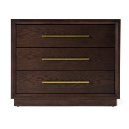 Modrest Manhattan Contemporary Brown Oak and Gold Nightstand Brown Nightstand 82801 VGMA-BR-127-NS-CRY