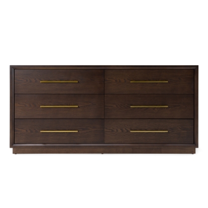 Modrest Manhattan Contemporary Brown Oak and Gold Dresser Brown Dresser 82802 VGMA-BR-127-DRS-CRY