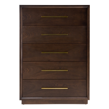 Modrest Manhattan Contemporary Brown Oak and Gold Chest Cherry Chest 82803 VGMA-BR-127-CST-CRY
