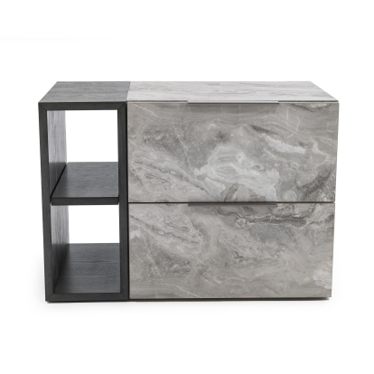 Nova Domus Maranello Modern Grey Wash & Faux Marble Nightstand Grey Nightstand 78671 VGMAMQT-S25-BR-121-GRY-NS