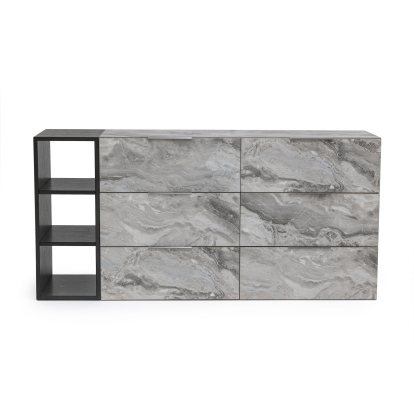 Nova Domus Maranello Modern Grey Wash & Faux Marble Dresser Grey Dresser 78672 VGMAMQT-S25-BR-121-GRY-DRS