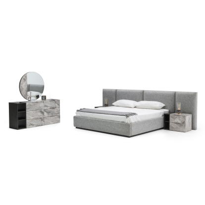 Nova Domus Maranello Modern Grey Bed Set Grey Bedroom Set 79001|79002 VGMABR-121-GRY-BED-SET