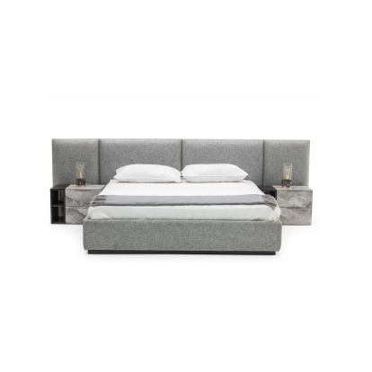 Nova Domus Maranello Modern Grey Fabric Bed with Two Nightstands Grey Bed 79023|79024 VGMABR-121-GRY-BED