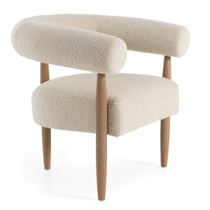Modrest Marchland Modern Beige Fabric + Oak Accent Chair Beige Accent Chair 81415 VGMF-L3175-BGE