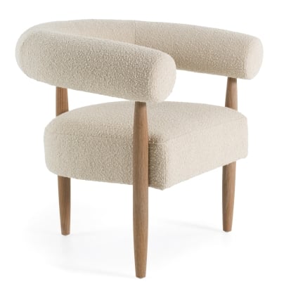 LA Furniture Marchland Modern Beige Fabric + Oak Accent Chair VGMF-L3175-BGE Contemporary Style by Vig Furnitrue Number 81415 Catch Home Goods