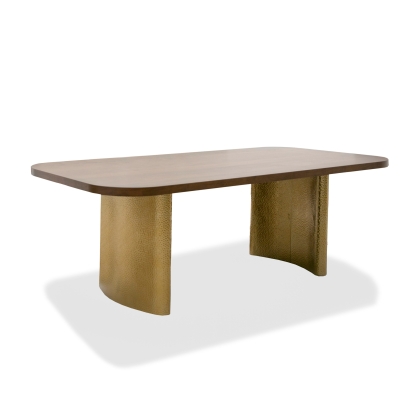 Modrest Marjorie Modern Walnut + Brushed Gold Rectangular Dining Table Walnut Dining Table 81007 VGGMDT-1705-WAL