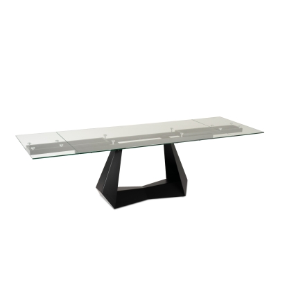 Modrest Maroney Modern Black and Glass Extendable 70.5"/106" Dining Table Black Dining Table 80331 VGNS-GD8780-B