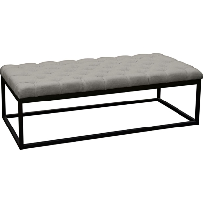Diamond Sofa MATEOBELGR Mateo Black Powder Coat Metal Grey Linen Tufted Bench (Large)