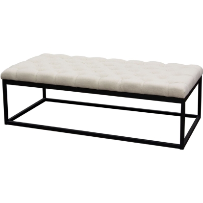 Diamond Sofa MATEOBELSD Mateo Black Powder Coat Metal Tufted Desert Sand Linen Bench (Large)