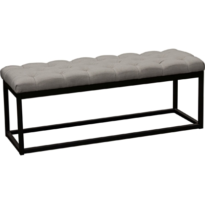 Diamond Sofa MATEOBESGR Mateo Black Powder Coat Metal Grey Linen Tufted Bench (Small)