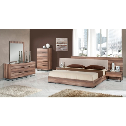 LA Furniture Queen Matteo Italian Modern Walnut & Fabric Bedroom Set VGACMATTEO-SET-Q Contemporary Style by Vig Furnitrue Number 72123 Catch Home Goods