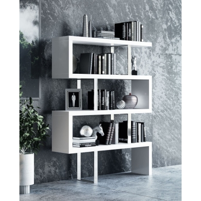 Modrest Maze Modern White High Gloss Bookcase White Shelf Unit 16693 VGBBMD105-WHT
