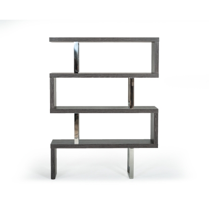 Modrest Maze Modern Grey Elm Bookcase Grey Shelf Unit 73894 VGBBMD105-GRY