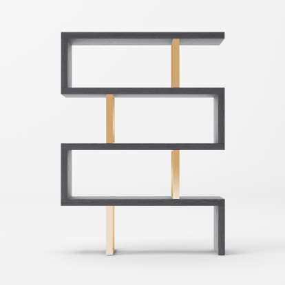LA Furniture Maze Elm Grey & Gold Bookcase VGBBMT1303-GLD-BOOK Contemporary Style by Vig Furnitrue Number 79026 Catch Home Goods
