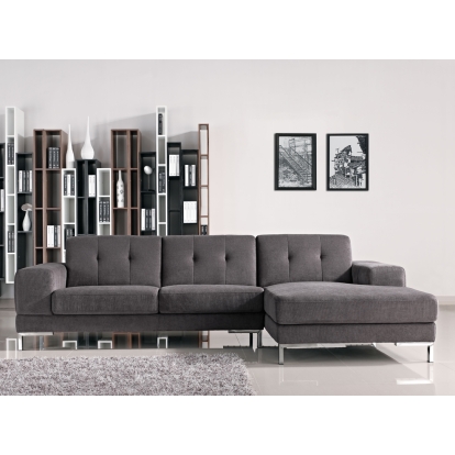 Divani Casa Forli Modern Grey Fabric Right Facing Sectional Sofa Grey Sectional Sofa 73451 VGMB-1071B-GRY-RAF