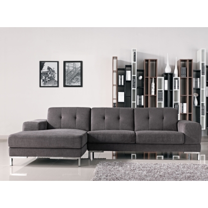 Divani Casa Forli Modern Grey Fabric Left Facing Sectional Sofa Grey Sectional Sofa 73452 VGMB-1071B-GRY-LAF