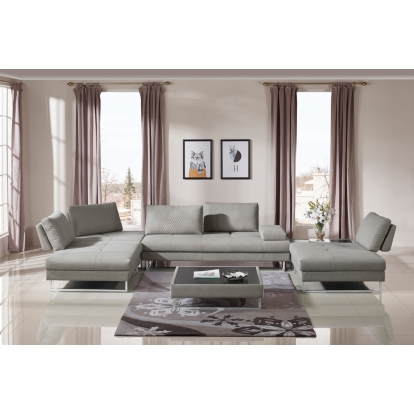 Divani Casa Baxter Modern Grey Fabric Sectional Sofa + Coffee Table Grey Sectional Sofa 74040 VGMB-1766-GRY