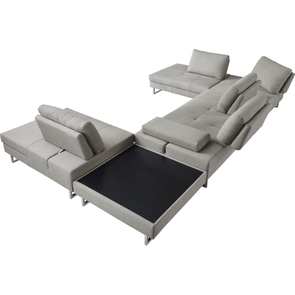 Divani Casa Baxter Modern Grey Fabric Sectional Sofa + Coffee Table Grey Sectional Sofa 74040 VGMB-1766-GRY