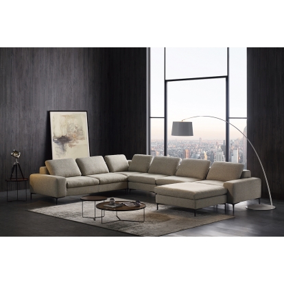 Divani Casa Cascade Modern Beige Fabric U Shaped Sectional Sofa Beige Sectional Sofa 76072 VGMB-C002-BGE