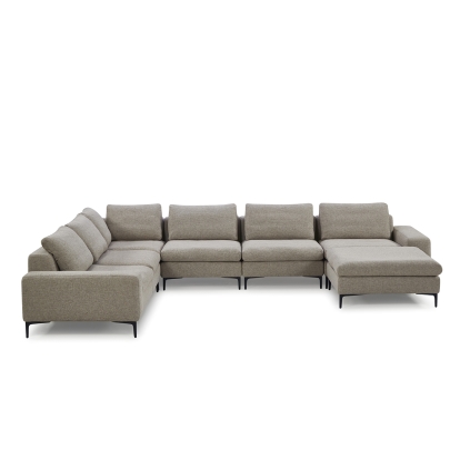 Divani Casa Cascade Modern Beige Fabric U Shaped Sectional Sofa Beige Sectional Sofa 76072 VGMB-C002-BGE