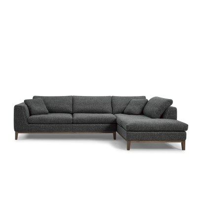 Divani Casa Hickman Modern Dark Grey Fabric Right Facing Sectional Sofa Grey Sectional Sofa 76076 VGMB-C005-GRY