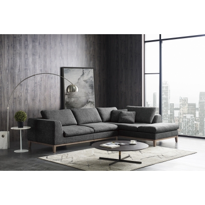 Divani Casa Hickman Modern Dark Grey Fabric Right Facing Sectional Sofa Grey Sectional Sofa 76076 VGMB-C005-GRY