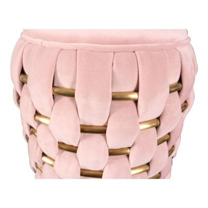 Divani Casa Meeker Pink Velvet + Gold Woven Ottoman Pink Ottoman 78512 VGMFOB-3989-PNK-OTT