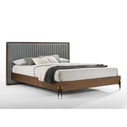 LA Furniture Metcalf Eastern King Mid-Century Walnut & Grey Bed VGMABR-120-WAL-BED-EK Contemporary Style by Vig Furnitrue Number 78675 Catch Home Goods