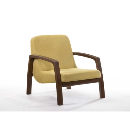Modrest Bronson Mid-Century Modern Yellow & Walnut Accent Chair Other Lounge Chair 75431 VGMAMI-854-YEL