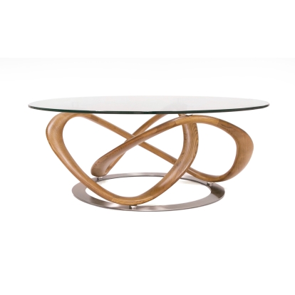 Modrest Michele Modern Glass + Walnut Coffee Table Brown Coffee Table 79225 VGCSCT-20050-BRN-CT