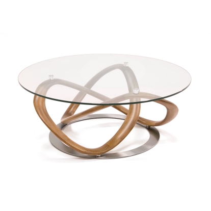 Modrest Michele Modern Glass + Walnut Coffee Table Brown Coffee Table 79225 VGCSCT-20050-BRN-CT