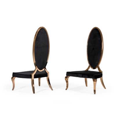 Modrest Mills Modern Black Velvet Rosegold Dining Chair Set of 2 Black Dining Chair 77346Z VGZAG-01-BLK