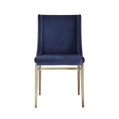 Modrest Mimi Contemporary Blue Velvet & Antique Brass Dining Chair (Set of 2) Blue Dining Chair 77763Z VGGAGA-6544CH-BLU-DC