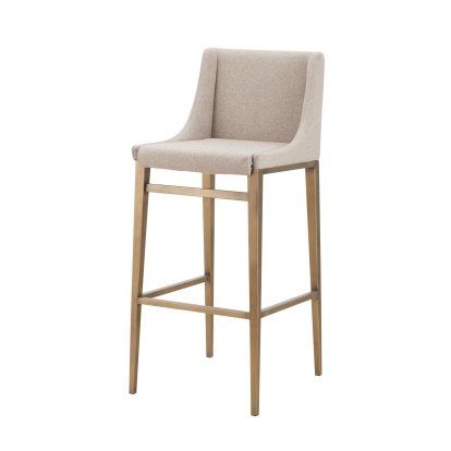 Modrest Mimi Contemporary Beige + Brass Bar Stool (Set of 2) Beige Bar Stool 79512Z VGGAGA-6544CH-B-BEI-BS