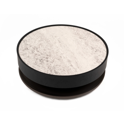 Modrest Miranda Modern Ceramic + Black Oak Round Coffee Table Black Coffee Table 81682 VGHBN459E