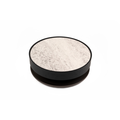 Modrest Miranda Modern Ceramic + Black Oak Round Coffee Table Black Coffee Table 81682 VGHBN459E