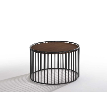 Modrest Bronson Modern Walnut & Black Round End Table Walnut End Table 75433 VGMAMIT-5224-END