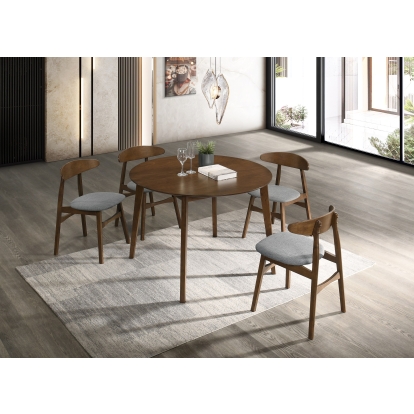 Modrest Castillo Modern Walnut Round Dining Table Walnut Dining Table 79798 VGMA-MIT-5303-RND