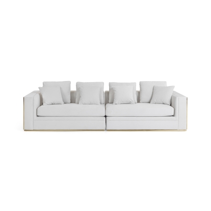 Divani Casa Mobray Glam Light Grey Velvet + Gold Sofa Light Grey Sofa 81218 VGUIMY524-GRY
