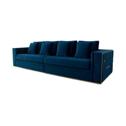 Divani Casa Mobray Glam Blue & Gold Fabric Sofa Blue Sofa 77953 VGUIMY524-BLUE