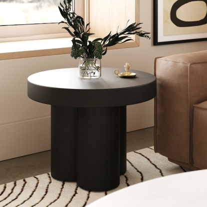 Modrest Bruni Modern Black Concrete End Table Black End Table 81844 VGGR-623860-BLK