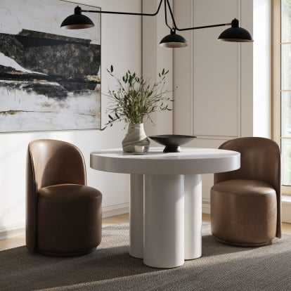 LA Furniture Bruni Modern White Concrete Round Dining Table VGGR-623810-WHT Contemporary Style by Vig Furnitrue Number 81841 Catch Home Goods