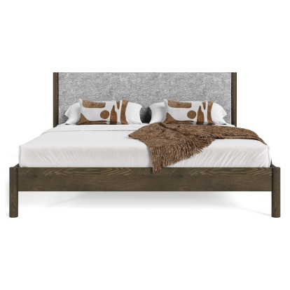 Modrest Carolina Modern Grey Fabric + Wenge Bed Wenge Bed 83033|83034 VGMA-BR-167-BED-WNG