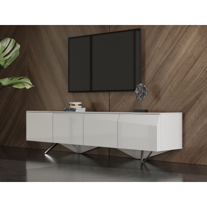 Modrest Columbia Modern White TV Stand White TV Stand 77266 VGVCTV117-WHT